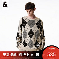 杰克·琼斯（JACK&JONES）男士百搭简约时尚圆领长袖格纹针织衫毛衣223425006 白帽灰A03 165/88A/XS