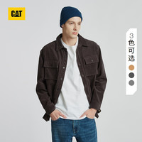 卡特彼勒CAT卡特男士户外休闲基础百搭质地灯芯绒长袖衬衫 深灰色 S