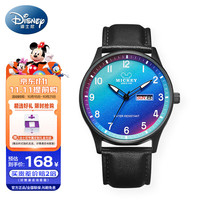 迪士尼(Disney)手表男女时尚潮简约夜光防水青少年休闲日历双显考试腕表