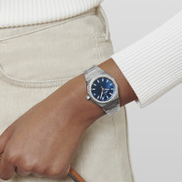 真力时(ZENITH)女士银色精钢表带深蓝色自动机表盘带镶钻刻面腕表36mm 蓝色