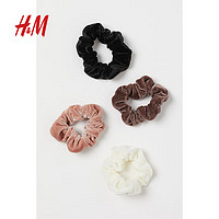 H&M女士配件发圈时尚简约潮流小众设计布面弹力发带4只装0903374 白色/干玫瑰色 NOSIZE