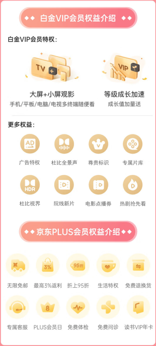 iQIYI 爱奇艺 白金会员360天+黄金会员5天+京东PLUS年卡+10元京东E卡