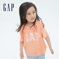 Gap女童LOGO纯棉趣味互动T恤701271夏季童装宽松短袖运动上衣