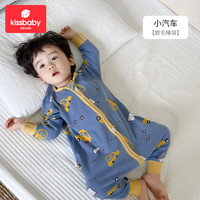 Kissbaby Miracle宝宝睡袋春秋婴儿无骨防踢被棉质分腿冬男童女童四季儿童连体衣 小汽车-95%纯棉(20-26℃) S码【身高75-85cm使用】
