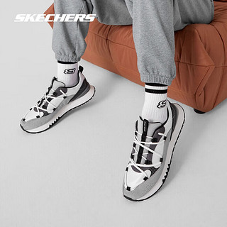 斯凯奇（Skechers）复古跑步鞋女鞋运动鞋舒适减压休闲鞋 177072-WBGY 白色/黑色/灰色 女款 38码