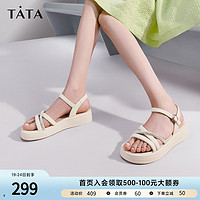 TATA 他她 时尚厚底凉鞋女舒适羊皮运动凉鞋女2023夏季新款WNS02BL3