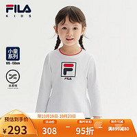 FILA【丝柔棉】斐乐童装儿童上衣小童休闲舒适长袖T恤 标准白-WT 105