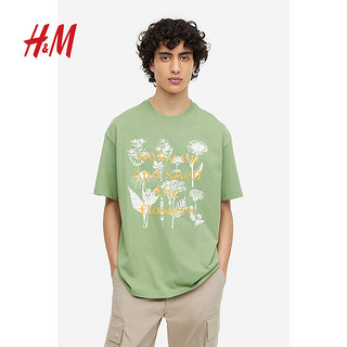 H&M H&amp;M 男士纯棉印花休闲圆领短袖 1032522