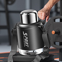 南极人大容量保温杯顿顿桶男女316不锈钢便携大号喝水杯子大肚水杯新款 曜岩黑1300ml【钢盖+提手+背带】