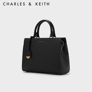 CHARLES & KEITH CHARLES&KEITH23冬季CK2-50160152时尚通勤手提单肩凯莉包女 Black黑色 L