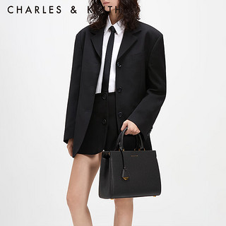 CHARLES & KEITH CHARLES&KEITH23冬季CK2-50160152时尚通勤手提单肩凯莉包女 Black黑色 L