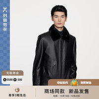 劲霸男装(K-Boxing)【商场同款】绵羊皮高档翻领商务休闲冬季皮衣男BPLE4343 黑色 165/S