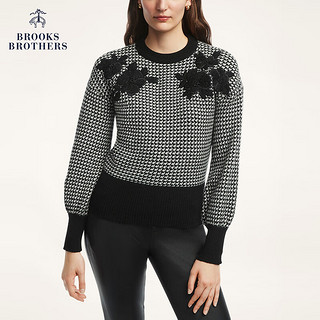 布克兄弟（BrooksBrothers）女士冬绵羊毛花朵刺绣套头针织毛衣 0006-木炭色 XS