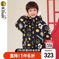 B.Duck小黄鸭童装男童羽绒服加厚冬季保暖男宝宝印花外套儿童上装 黑色 105cm