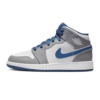 AIR JORDAN 正代系列 Air Jordan 1 Mid （GS） 大童篮球鞋 DQ8423-014 水泥灰/白/纯蓝蓝 38