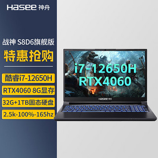 Hasee 神舟 战神 S8D6旗舰版i7/32+1TB/4060 支持独显直连