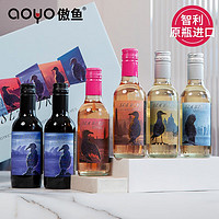 AOYO 傲鱼 智利半甜红酒海鸟原瓶原装进口小瓶网红葡萄酒187ml*6支礼盒装 海鸟组合187ml*6瓶礼盒