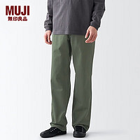 MUJI 無印良品 无印良品（MUJI）男式丝光斜纹修身直筒裤裤子长裤休闲裤AEF21A3S 卡其绿 85(185/84A