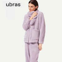 Ubras 秋冬季加绒加厚睡衣外穿女男士家居服套装2023