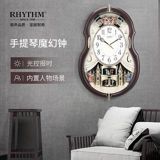 RHYTHM 丽声 钟表音乐报时石英挂钟欧式复古表挂墙田园创意客厅卧室装饰时钟50cm旋转4MH829WD06