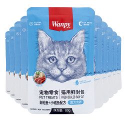 Wanpy 顽皮 猫零食金枪鱼小银鱼鲜封包800g(80g*10包)猫粮湿粮