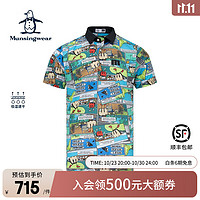 Munsingwear 万星威 高尔夫男士短袖23新品男款休闲印花Polo翻领T恤衫防晒短袖 BL00 L