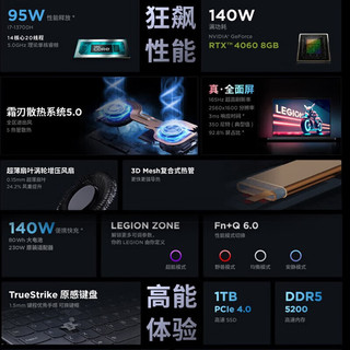 联想 拯救者Y7000P i7-13700H RTX4060 16GB+1TB 笔记本电脑
