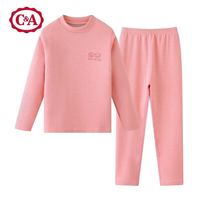 Seat 西雅特 C＆A儿童保暖内衣套装宝宝长袖长裤蚕丝家居服套装男女童春秋两件套 虾粉蚕丝绒 120