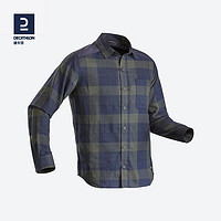 DECATHLON 迪卡侬 春秋户外衬衫长袖衣服宽松休闲运动登山速干衬衣FOR1墨绿格纹（男款）S2775166