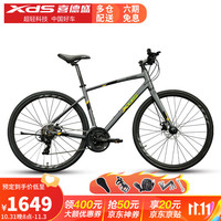 XDS 喜德盛 公路自行车JXC200禧玛诺21速碟刹培林平把公路车 雾灰/镭射金-23款 500mm 700C