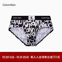 卡尔文·克莱恩 Calvin Klein 内衣23男士提花小方块轻薄透气三角内裤NB3405 ACA-黑底荧光logo L