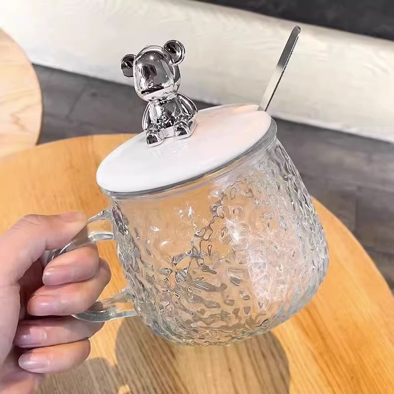 小熊杯爆款卡通熊玻璃带把手早餐女咖啡牛奶高颜值保温杯