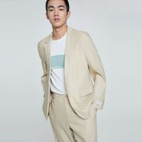 SELECTED 思莱德 吸湿透气男潮流轻薄亚麻潮一粒扣西装外套