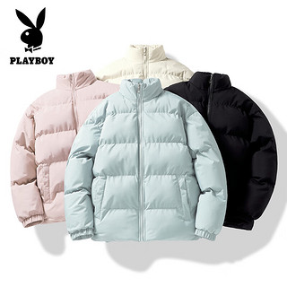 花花公子（PLAYBOY）同款棉服男女冬季加绒加厚时尚潮流保暖棉衣ZC 黑色 XL