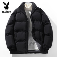 花花公子(PLAYBOY)同款棉服男女冬季加绒加厚时尚潮流保暖棉衣ZC 黑色 XL