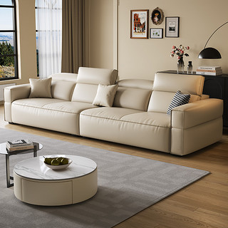 DDC意式极简真皮沙发组合简约现代小户型客厅头层牛皮豆腐块直排