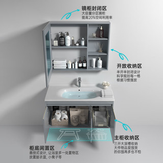 箭牌（ARROW）浴室柜实木洗手盆柜洗漱台脸盆柜一体陶瓷盆防潮浴室柜 雪松灰60cm【不含龙头配件】