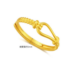 CHJ JEWELLERY 潮宏基 御范系列-马蹄扣古法黄金戒指 2.3g SRG30005444