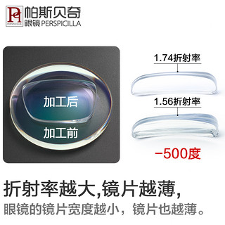 帕斯贝奇 1.56非球面镜片 近视眼镜片 防辐射树脂镜片光学配镜2片 1.56非球面 常规度数（近视0-800，散光0-200）