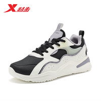 XTEP 特步 女鞋棉鞋高帮鞋子秋冬季革面加绒保暖革面休闲鞋运动鞋 黑白紫 36