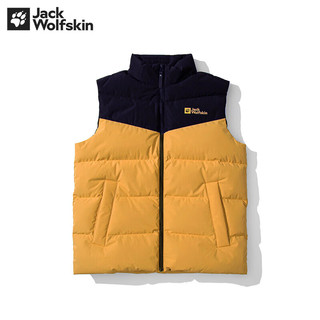 Jack Wolfskin狼爪羽绒马甲男秋冬户外运动撞色550蓬保暖羽绒背心5222191 5199/宝蓝色/琥珀金/偏小一码 M 175/96A/充绒量：155G