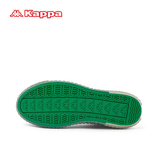 KAPPA卡帕女鞋高帮帆布鞋女款运动板鞋休闲滑板鞋子女 鹭羽白/蔷薇绿 38