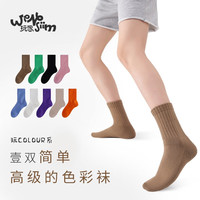 玩思 WENSIIM 玩COLOUR系袜子 男女秋冬季中筒袜保暖纯色ins风休闲袜简单潮百搭