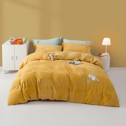 LUOLAI 罗莱家纺 罗莱（LUOLAI）家纺 床上用品慕斯绒四件套床单被套 猫咪的礼物 1.2米/3件套(150*215cm)
