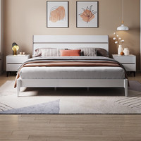 全友（QUANU）家居双人床 现代简约主卧床 双色拼接设计框架床126101 双灰1.5m床+床头柜*1+069床垫