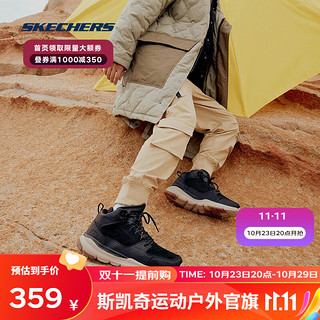 SKECHERS 斯凯奇 高帮男士皮鞋工装靴子冬季保暖轻便防寒百搭潮流休闲雪地棉鞋男65731 黑色/BLK 42.5