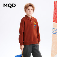 马骑顿 MQD童装男大童暖炎绒保暖翻领卫衣23冬韩版上衣新 暗红 110cm