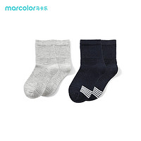 森马（Semir）童装儿童袜子男童女童2双装防滑防扭伤长袜简约潮 灰蓝色调00328 120cm
