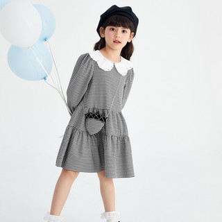 Mini Peace MiniPeace太平鸟童装春秋新女童连衣裙F2FAD3303 黑白灰格纹 140cm