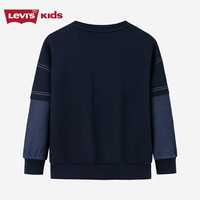 Levi's 李维斯 童装男童假两件套头卫衣儿童运动休闲上衣 深宝蓝色 110/52